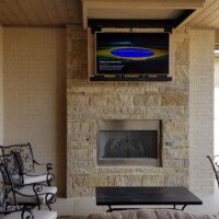 There it is! The 65" TV drops down for viewing when the customers want to enjoy TV out on their patio..