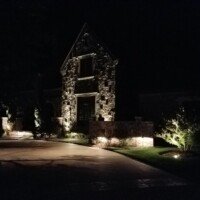 The front entrance to this house is illuminated and makes the front of the house look really nice.