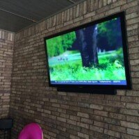 Another SunBrite TV on a patio. Notice the sound bar underneath the TV. These come with that. All new TV's are super thin and have sound that is pitiful at best. SunBrite TV's come with a 20W sound bar. Better picture. Better sound. Weatherproof. SunBrite! Did you know a regular TV's warranty is eliminated when used outdoors?