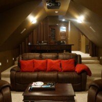 This is a view that looks back at the projector in this attic system. When we arrived, this was a dusty attic, believe it or not!