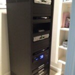 This custom equipment rack is fully functional, with plenty of ventilation.